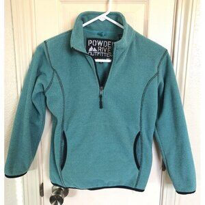 Powder River Outfitters Girls Small Green 1/4 Zip Long Sleeve Pocket Sweater